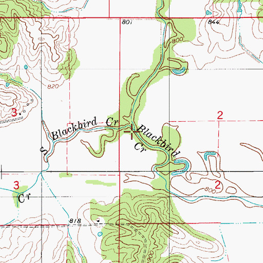 Topographic Map of North Blackbird Creek, MO