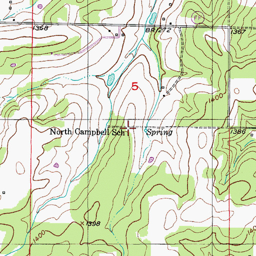 Topographic Map of North Campbell School, MO