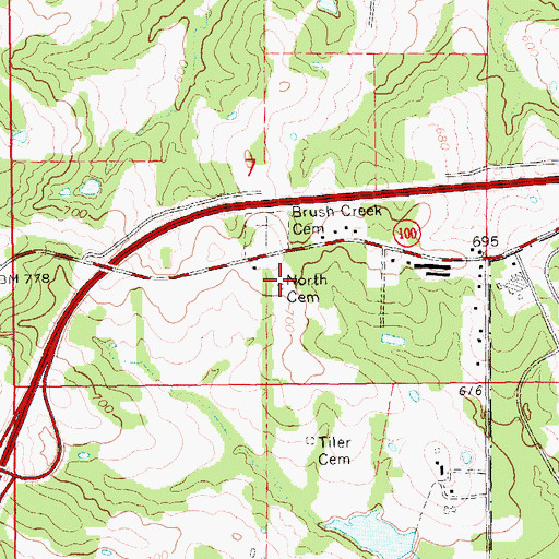 Topographic Map of North Cemetery, MO