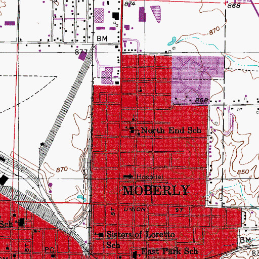 Topographic Map of North Park Elementary School, MO