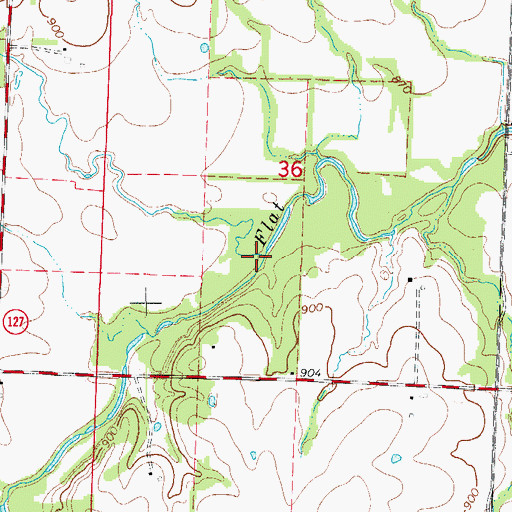Topographic Map of North Flat Creek, MO