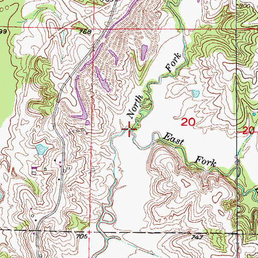 Topographic Map of North Fork, MO