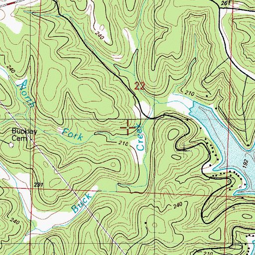 Topographic Map of North Fork Buck Creek, MO
