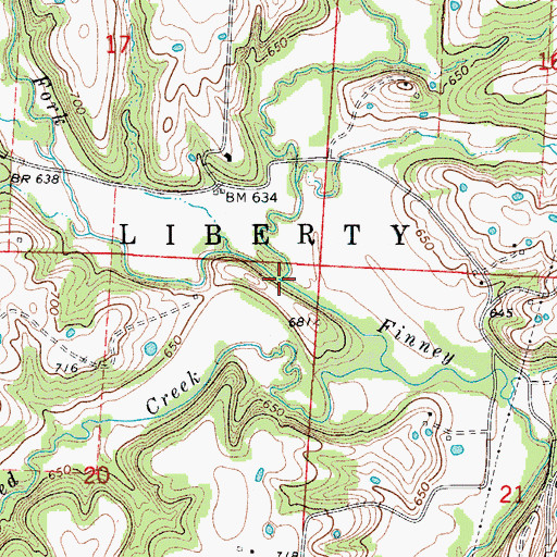 Topographic Map of North Fork Finney Creek, MO