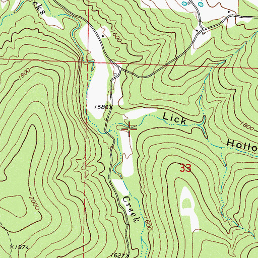 Topographic Map of Lick Hollow, AR