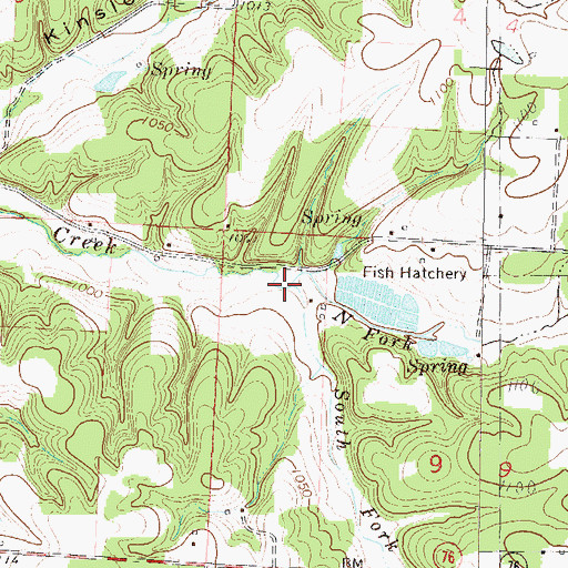Topographic Map of North Fork Patterson Creek, MO