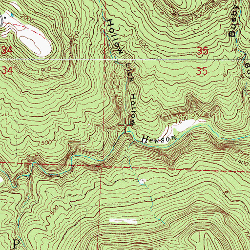 Topographic Map of Lick Hollow, AR