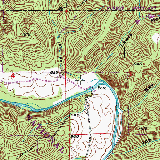 Topographic Map of North Hollow, MO