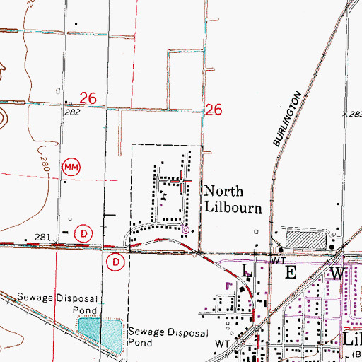 Topographic Map of North Lilbourn, MO