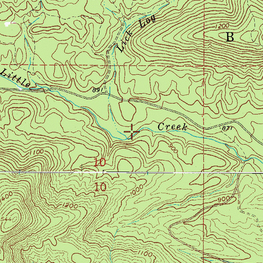 Topographic Map of Lick Log Branch, AR