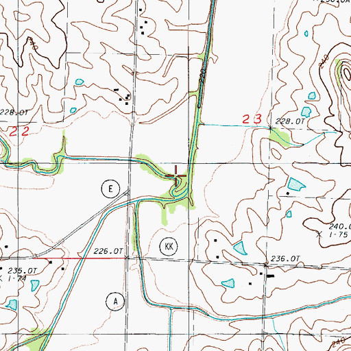 Topographic Map of North Mud Creek, MO