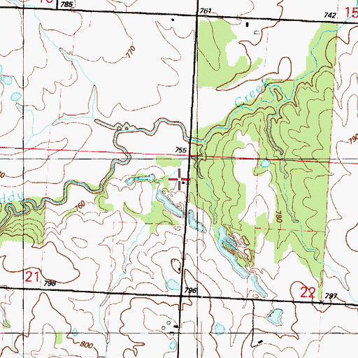 Topographic Map of North Muddy School (historical), MO