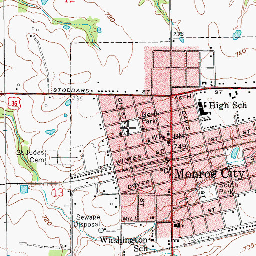 Topographic Map of North Park, MO
