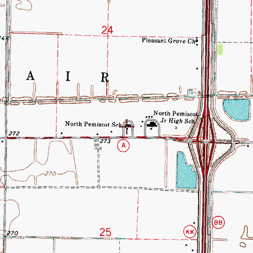 Topographic Map of North Pemiscot School, MO