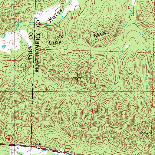 Topographic Map of Lick Mountain, AR