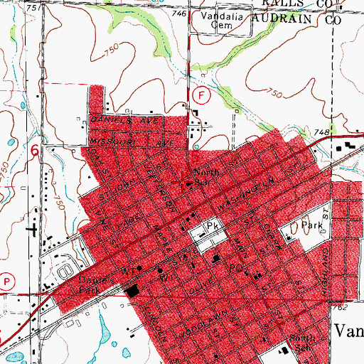 Topographic Map of North School (historical), MO