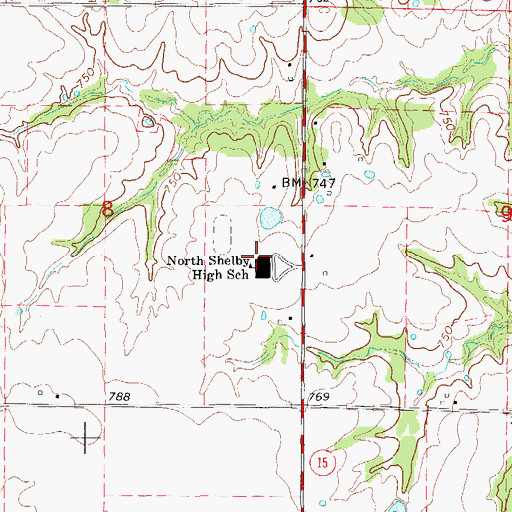 Topographic Map of North Shelby High School, MO