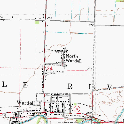 Topographic Map of North Wardell, MO