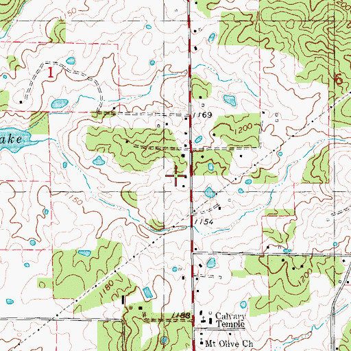 Topographic Map of North Whiteoak School, MO