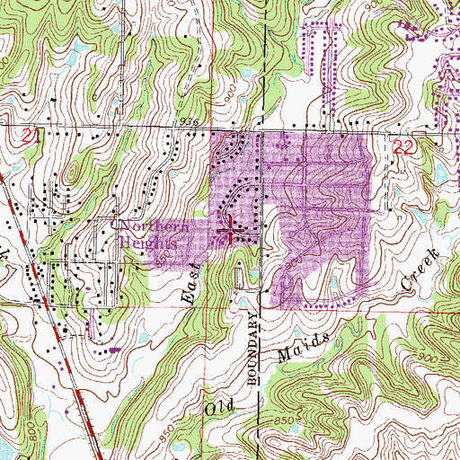 Topographic Map of Northern Heights, MO