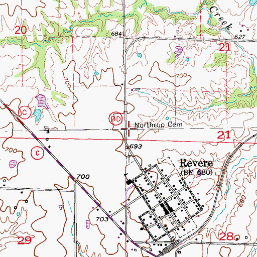 Topographic Map of Northrup Cemetery, MO