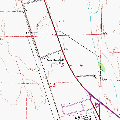 Topographic Map of Northside Church, MO