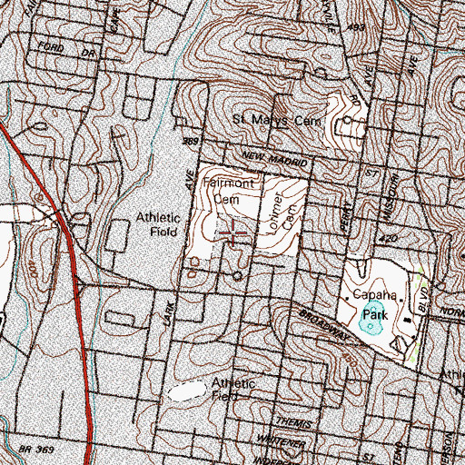 Topographic Map of Notre Dame High School, MO