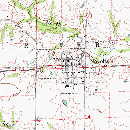 Topographic Map of Novelty, MO