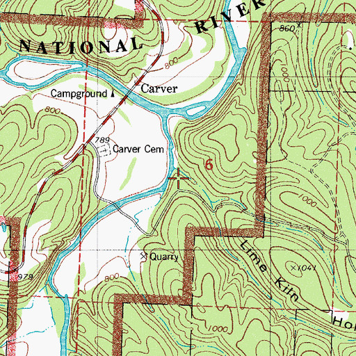 Topographic Map of Lime Kiln Hollow, AR