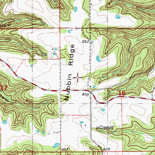 Topographic Map of Nubbin Ridge, MO