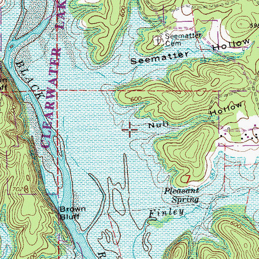 Topographic Map of Null Hollow, MO