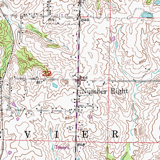Topographic Map of Number Eight, MO