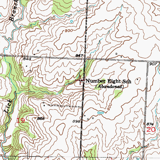 Topographic Map of Number Eight School (historical), MO