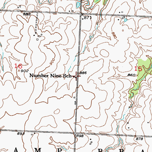 Topographic Map of Number Nine School (historical), MO