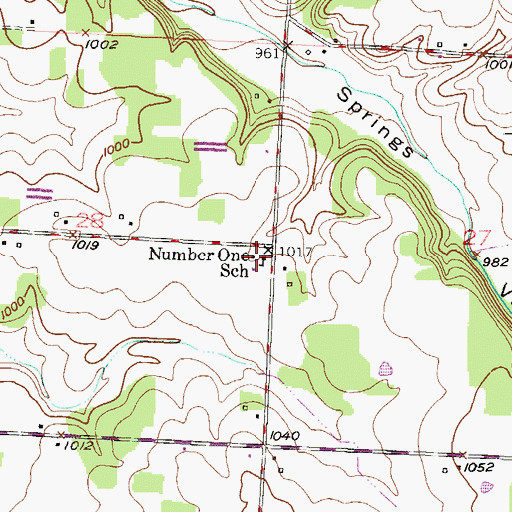 Topographic Map of Number One School (historical), MO