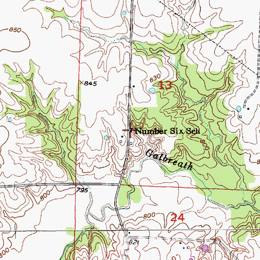 Topographic Map of Number Six School (historical), MO