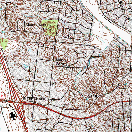 Topographic Map of Nunn Cemetery, MO