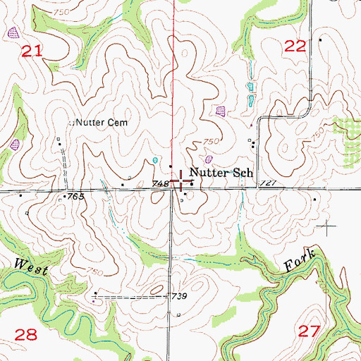 Topographic Map of Nutter School, MO