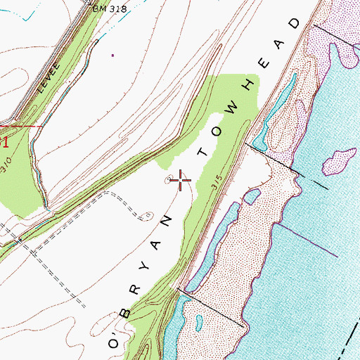 Topographic Map of O'Bryan Towhead, MO