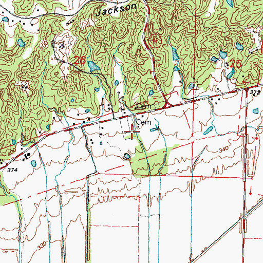 Topographic Map of Oakdale Cemetery, MO