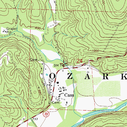 Topographic Map of Lindsey Branch, AR