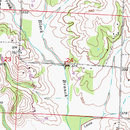 Topographic Map of Line Creek, AR
