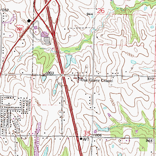 Topographic Map of Oak Grove Chapel, MO