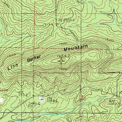 Topographic Map of Linn Barker Mountain, AR