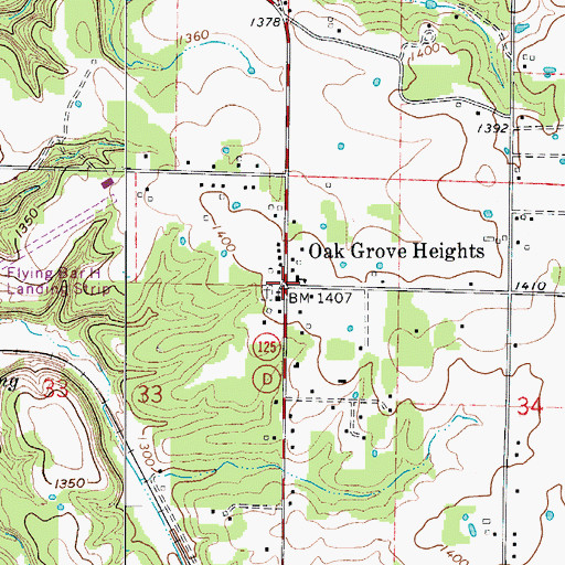 Topographic Map of Oak Grove Heights, MO