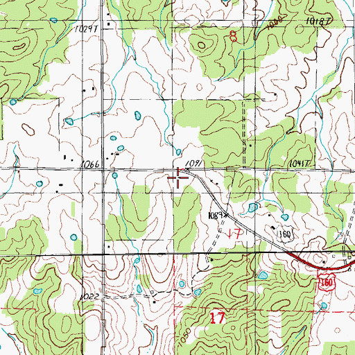 Topographic Map of Oak Grove School, MO
