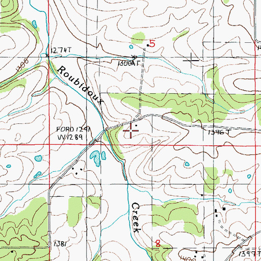 Topographic Map of Oak Grove School, MO