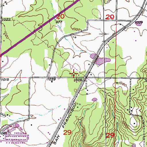 Topographic Map of Oak Grove School, MO
