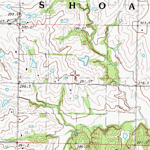 Topographic Map of Oak Grove School, MO