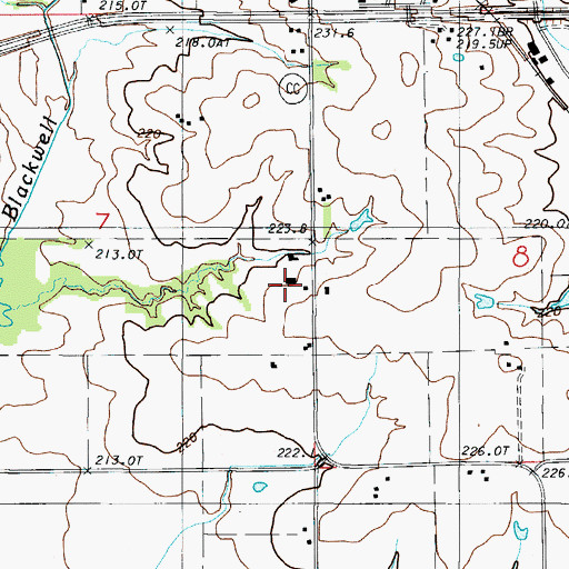 Topographic Map of Oak Grove School, MO